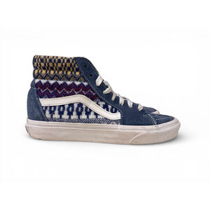 Vans Sk8-Hi Fair Isle Blue Multi Suede Canvas Skate Shoes W 5.5/M 4 Unisex